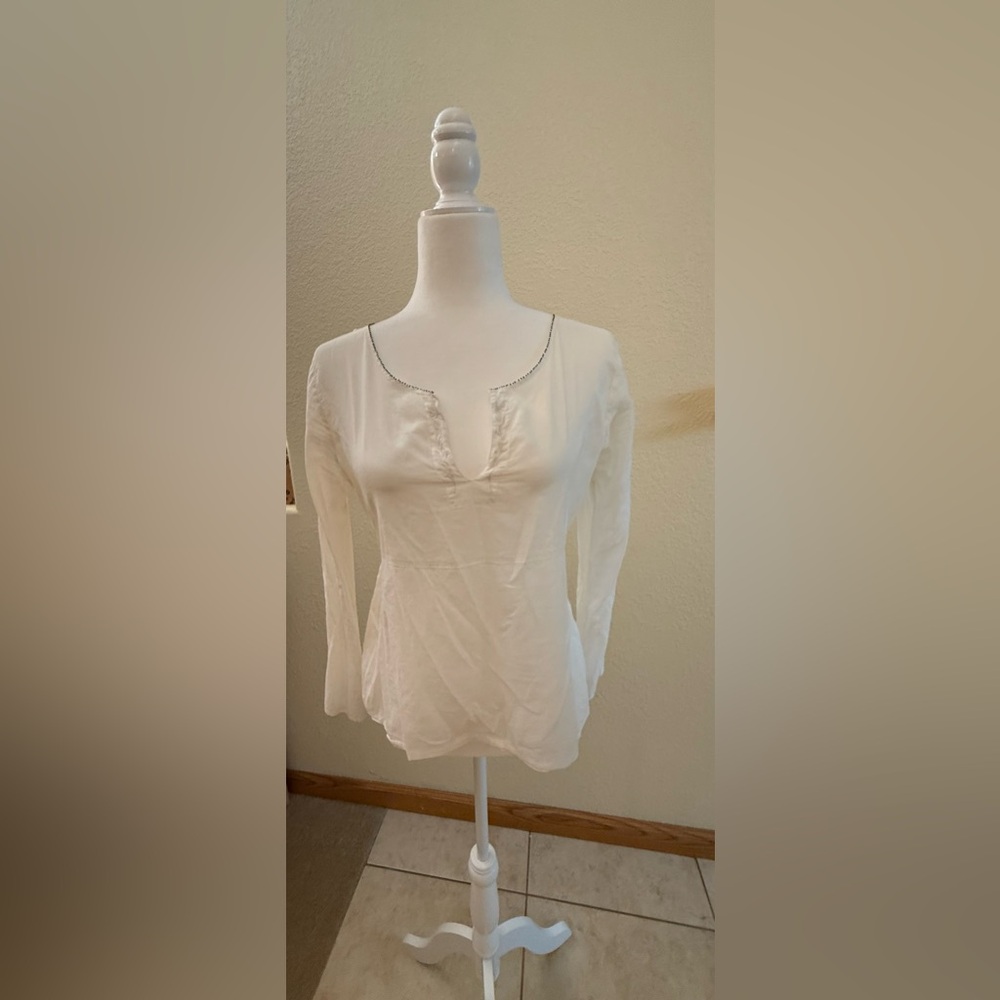 Abercrombie & Fitch White Long Sleeve Blouse